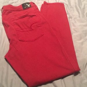 AEO faded red Jeggings