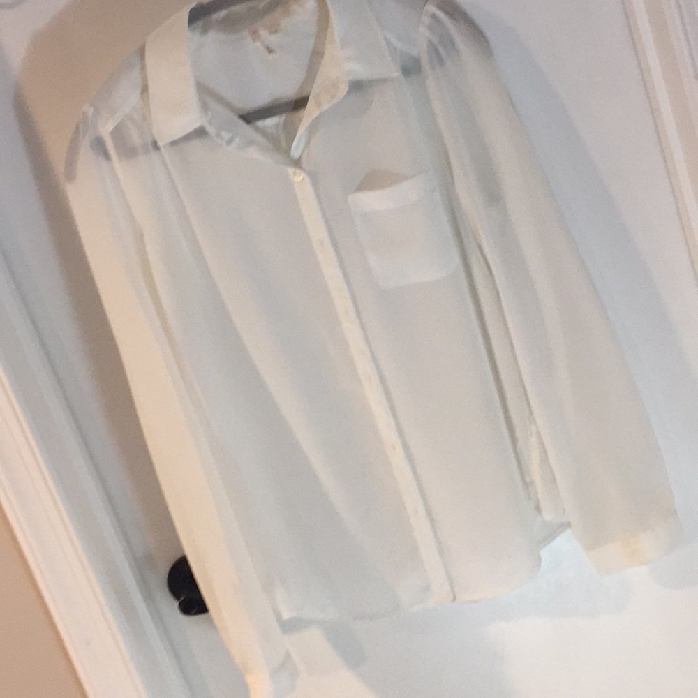 Frenchi semi sheer light ivory blouse