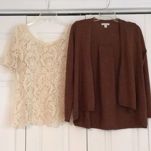 Lace Top & Sweater Set