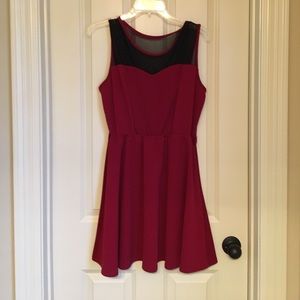 Sleeveless Knee-Length Dress w/ Sheer Top