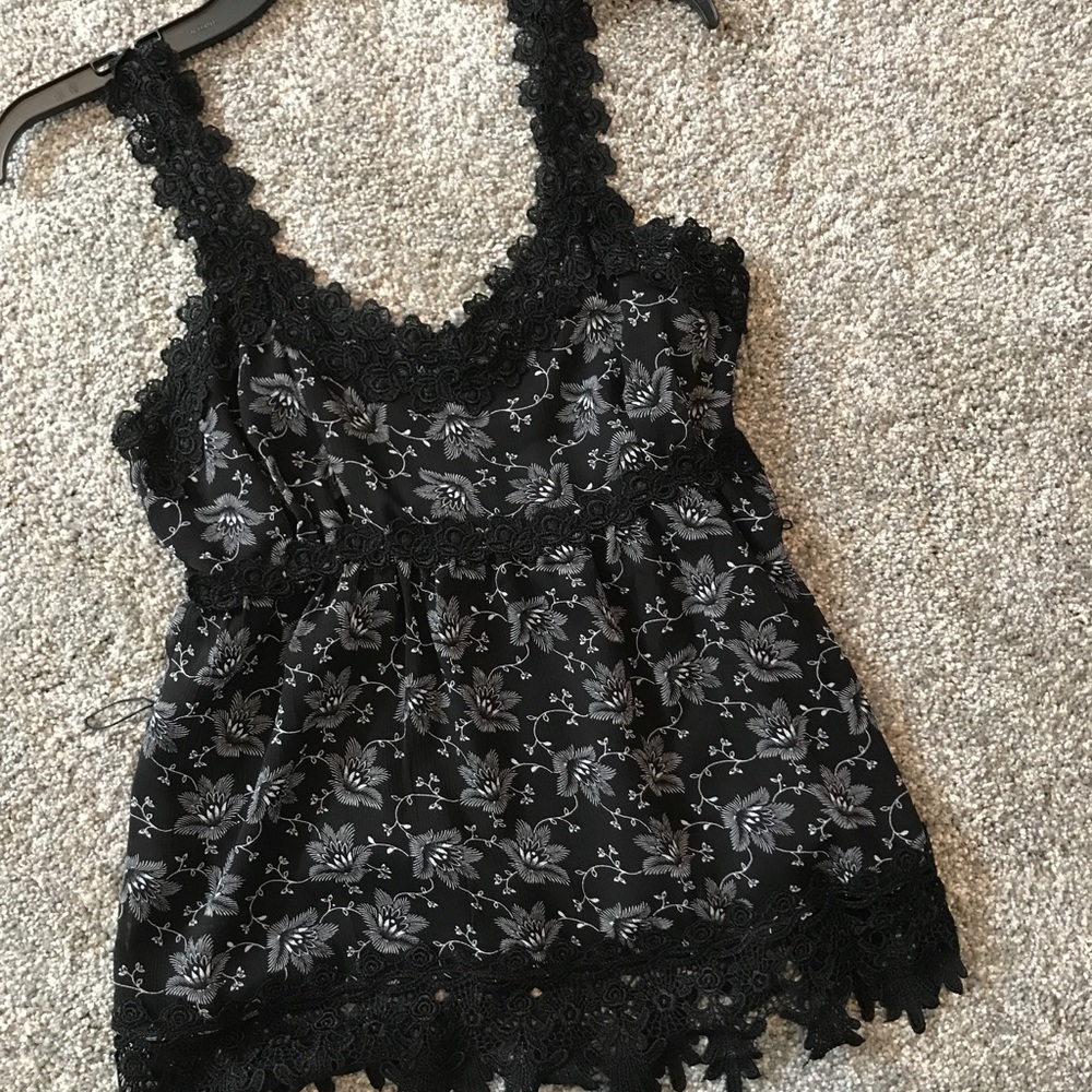 Ladies black lace tank