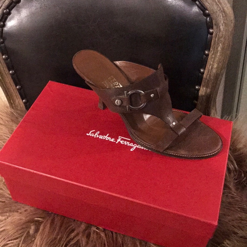 Brown Ferragamo heels