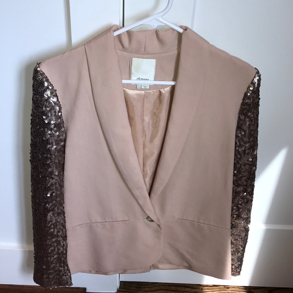 Women's Anthropologie Sz.2 Cream Sequin Blazer