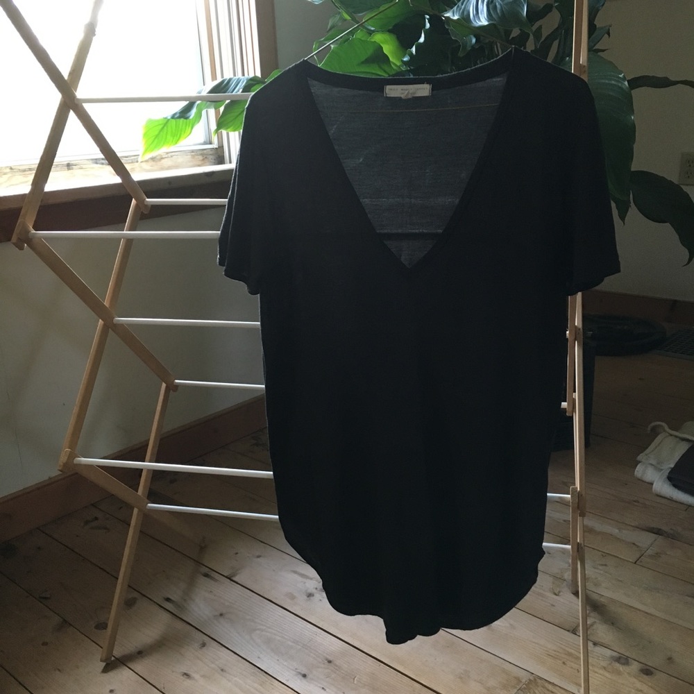 Truly, Madly, Deeply Longline Deep-V Black Tee