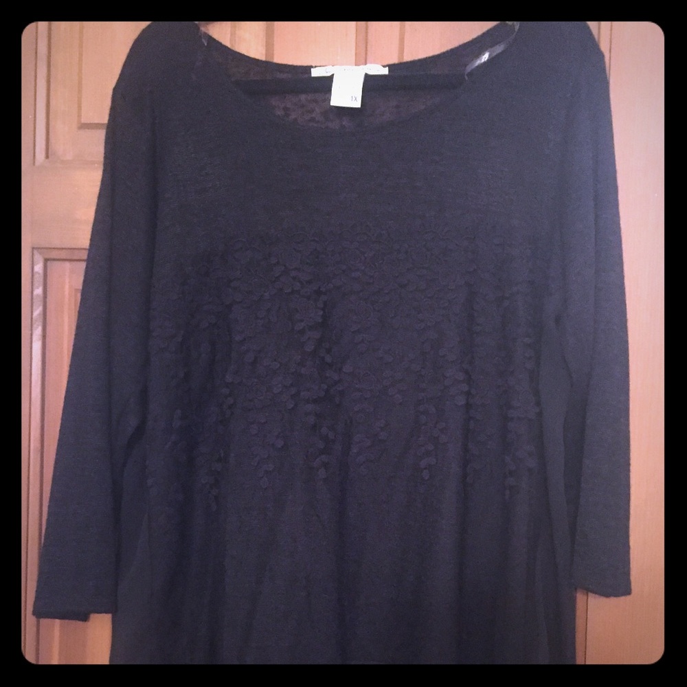 American rag black sheer high/low top 1x