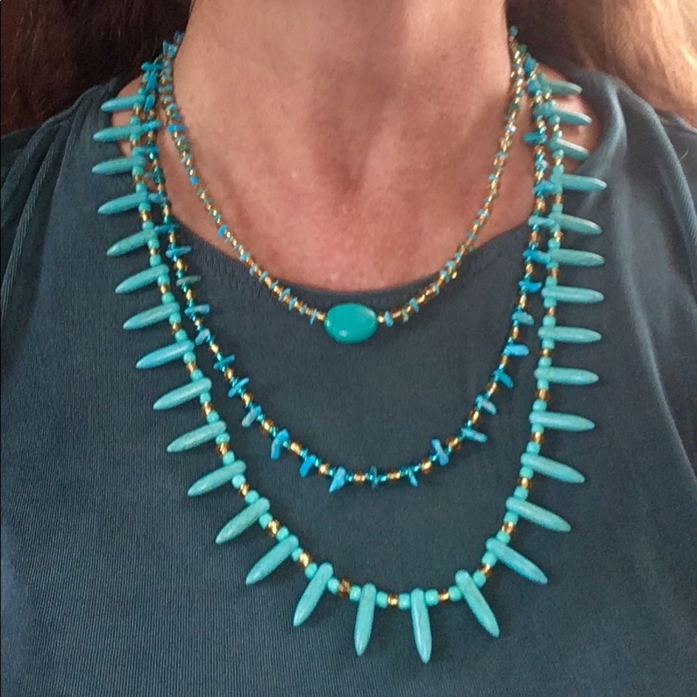 NEW Genuine Turquoise, Howlite & Glass Bead Set