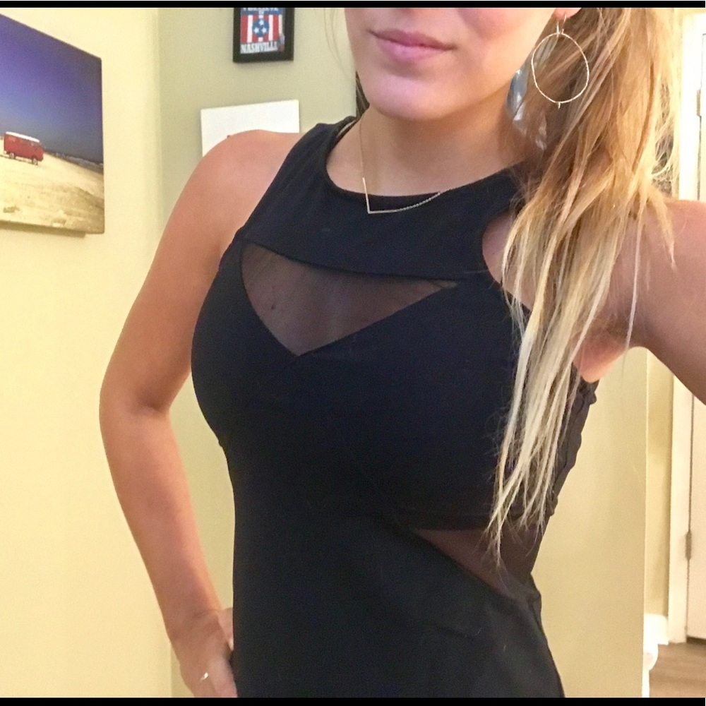 Bebe sexy black mesh cut out top. Size sm