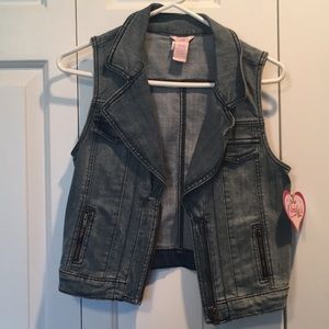 dark wash jean jacket vest