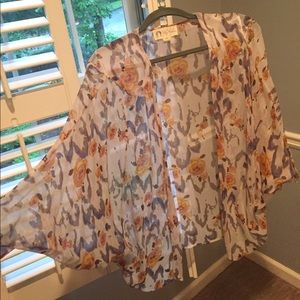 Anthro 100% silk sheer kimono