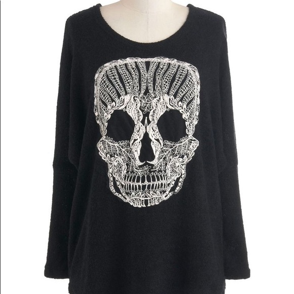 Modcloth Sweaters - Skull Embroidered Sweater