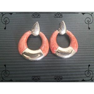 Vintage Marbleized orange & gold earrings