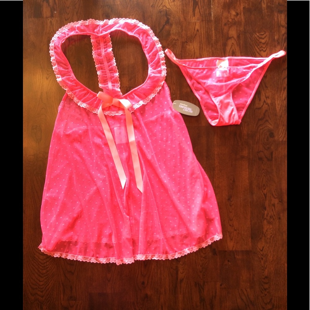 NWT Lacey pink racer back teddy w panty