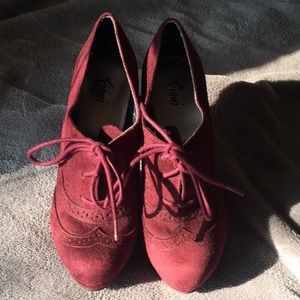Maroon Oxford-inspired booties