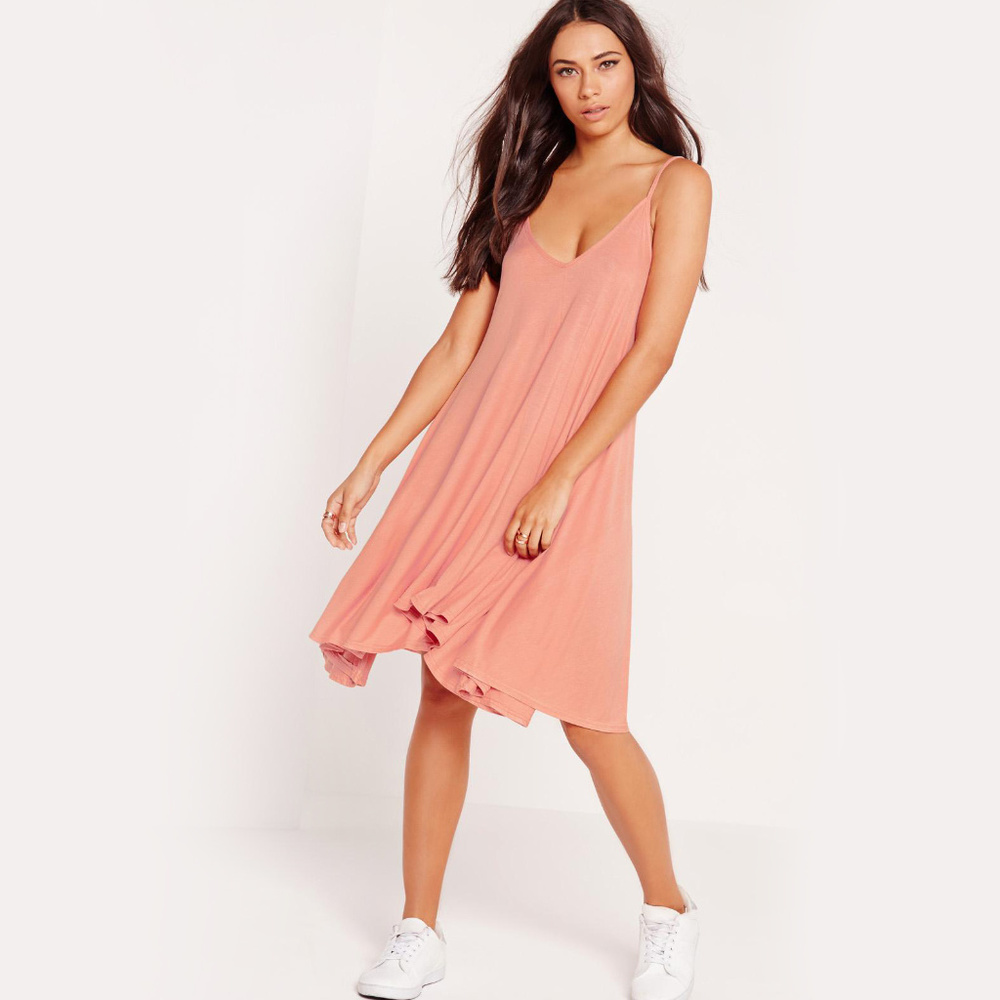 Missguided Strappy Hanky Hem Swing Dress Pink Sz 0