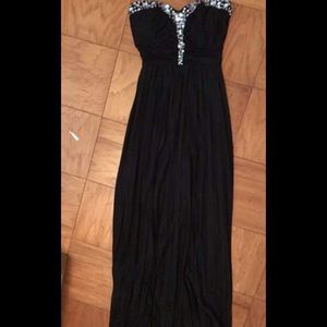 Black Strapless Long Homecoming Dress
