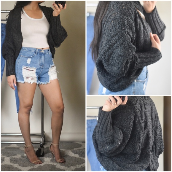 boutique Sweaters - 🌾Grey braided Knit Cardigan🌾