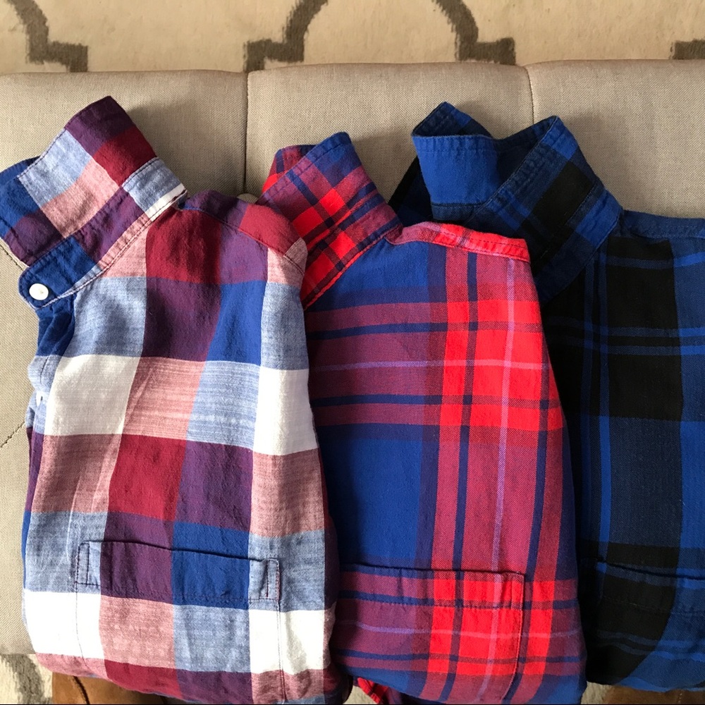 BUNDLE: 3 button-down plaid shirts