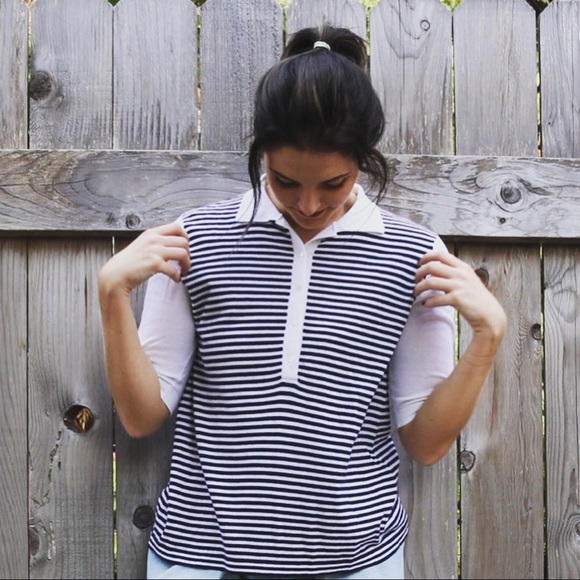 ALLUDE Striped and collared quarter length sleeve - Picture 3 of 4