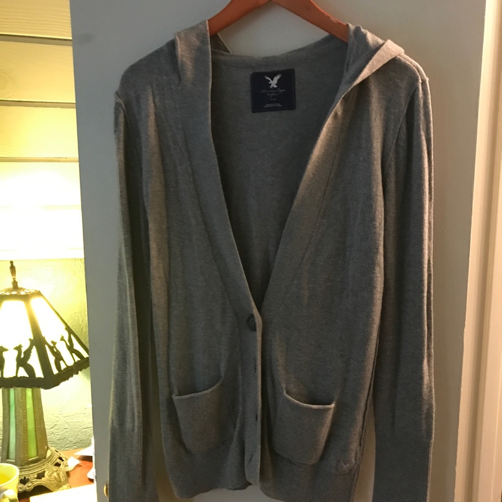 Gray button up sweater