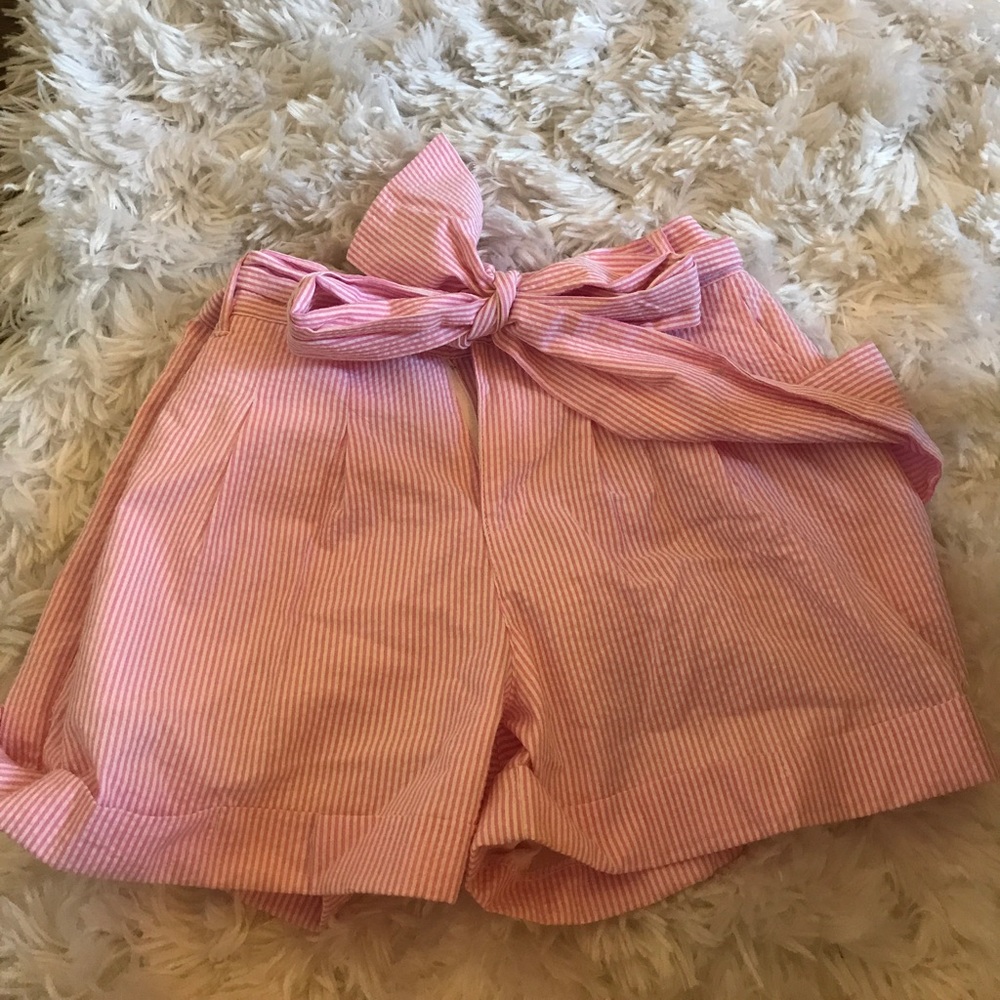 LAURYN JAMES SEERSUCKER BOW SHORTS