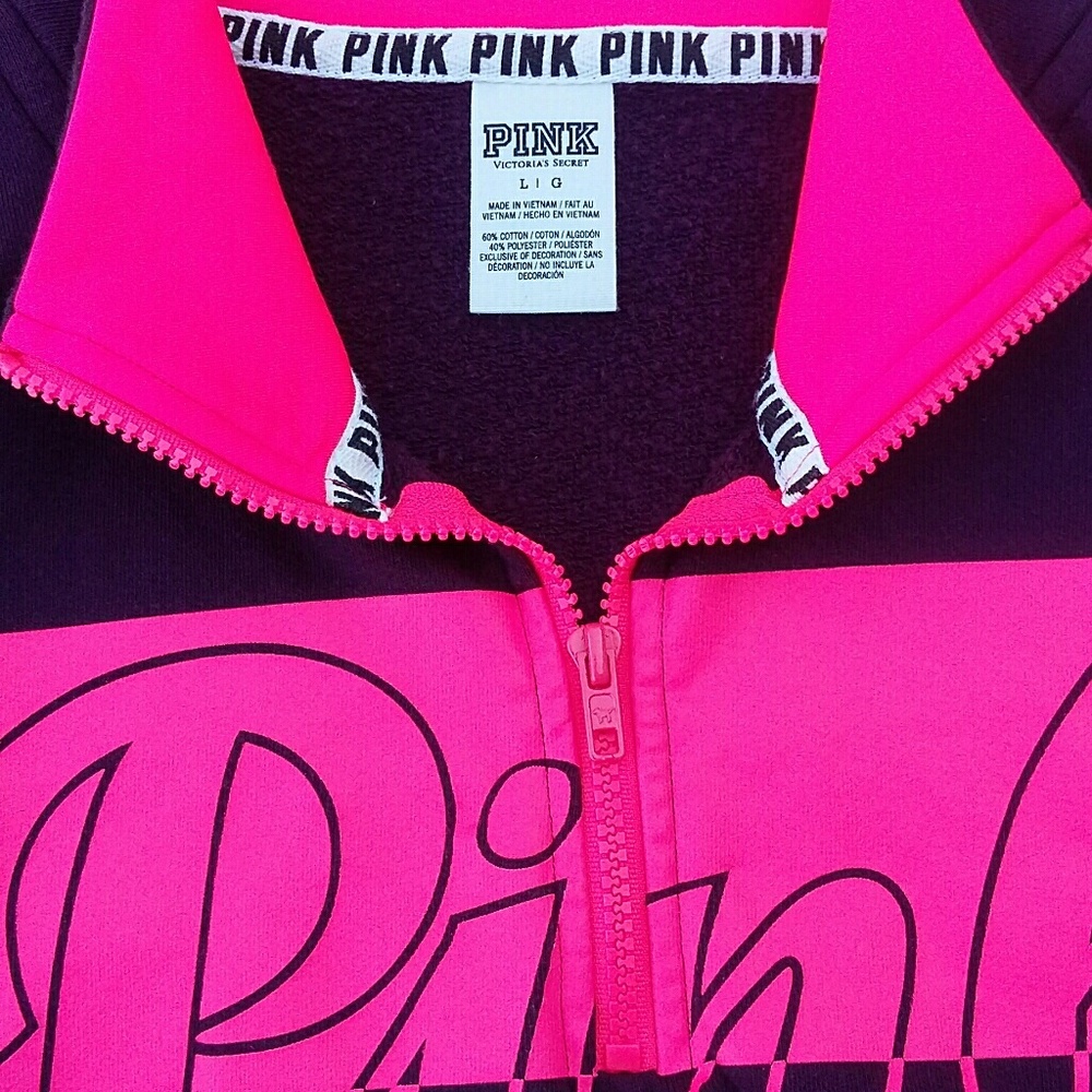 PINK 1/4 zip long sleeve pullover