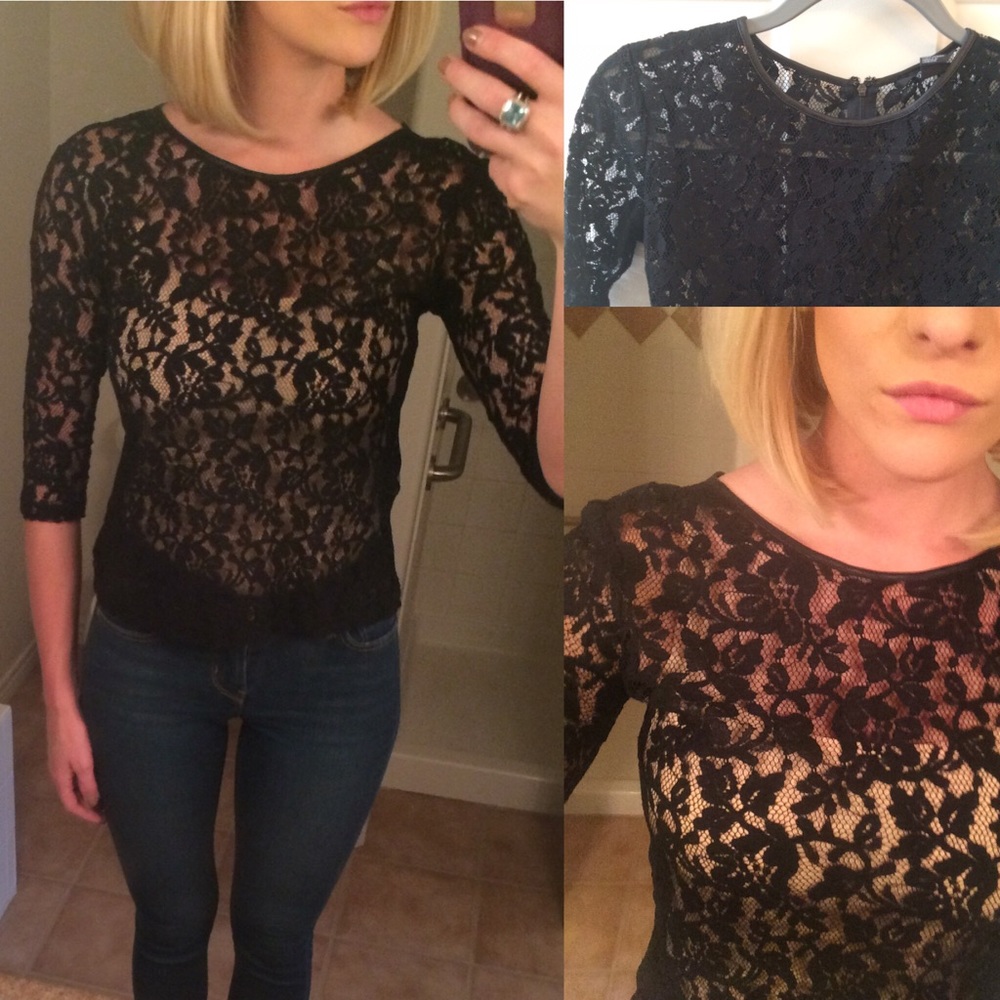 Black Lace She'll w/ Leather Detail