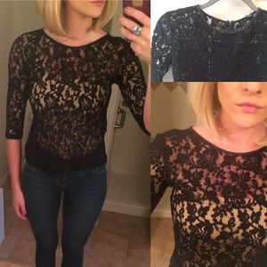Black Lace She'll w/ Leather Detail