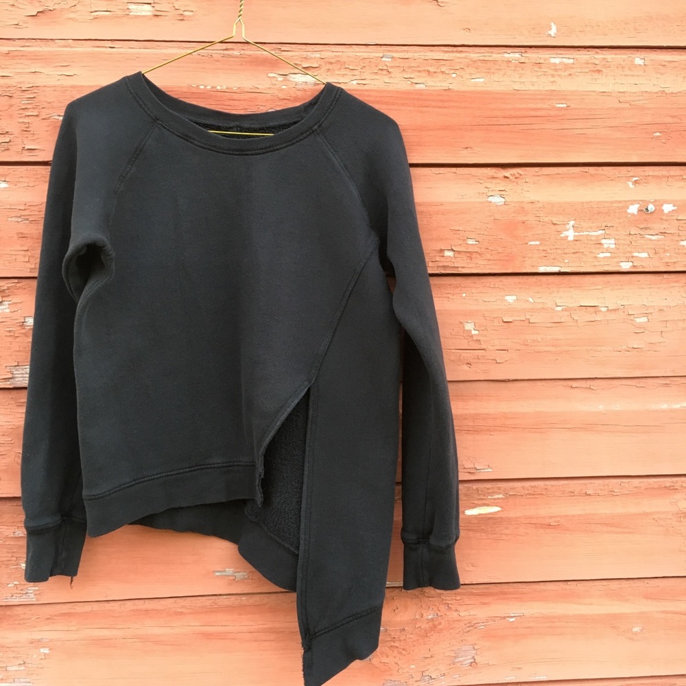 Oak NYC Asymmetrical Hem Front Split Sweatshirt XS