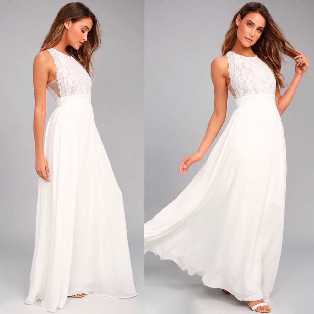 White lace maxi dress