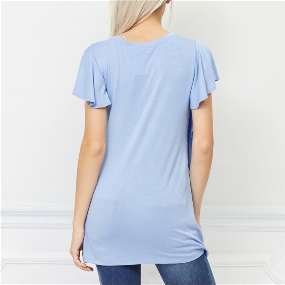 Side Ruffle Flutter-Sleeve Top - Picture 5 of 6