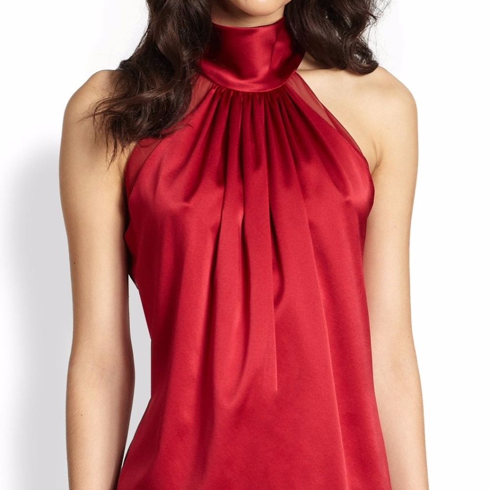 Silky Satin Neck Halter casual top