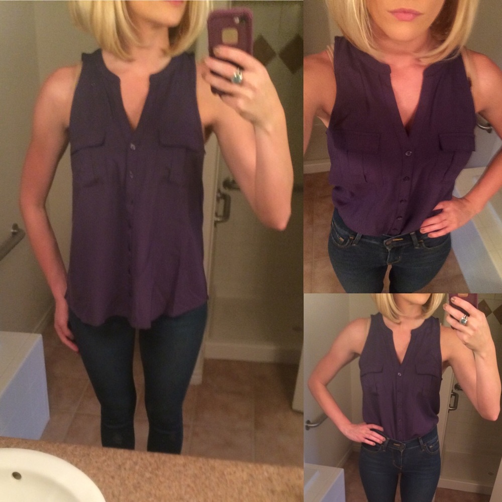 SOLD - Stale purple sleeveless soft blouse