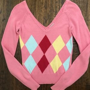 American Eagle Pink Argyle Sweater
