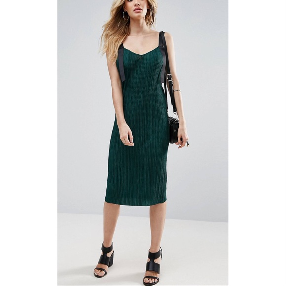 asos green slip dress