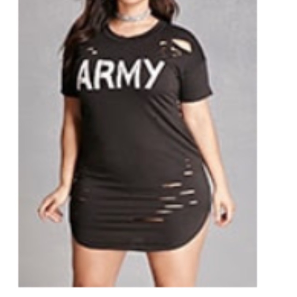 Plus size Distressed Army Dress