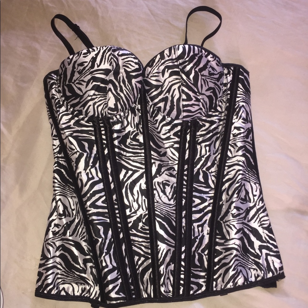 Black and white zebra print corset