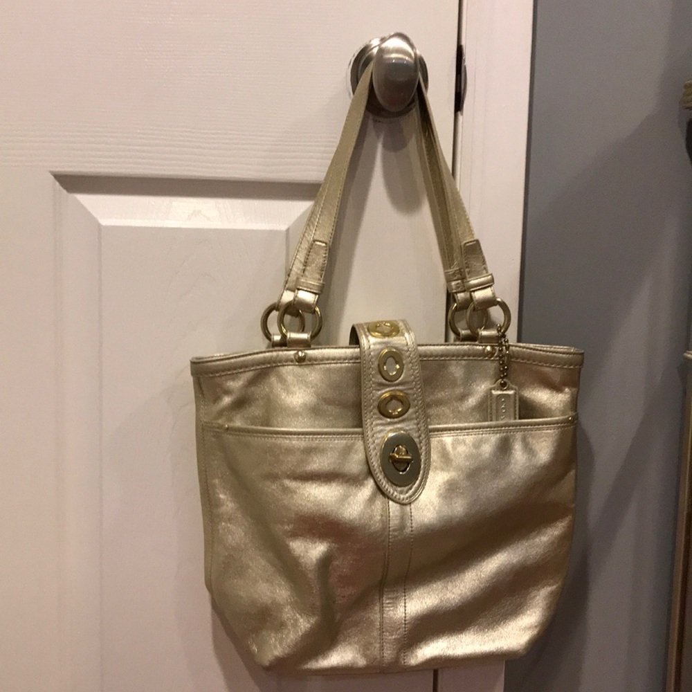 Coach gold leather bag