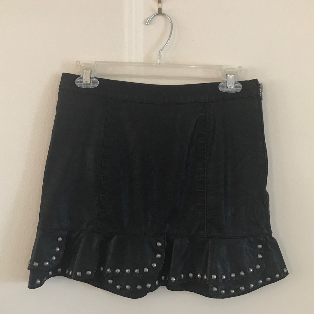 Free People Faux Leather Studded Skirt