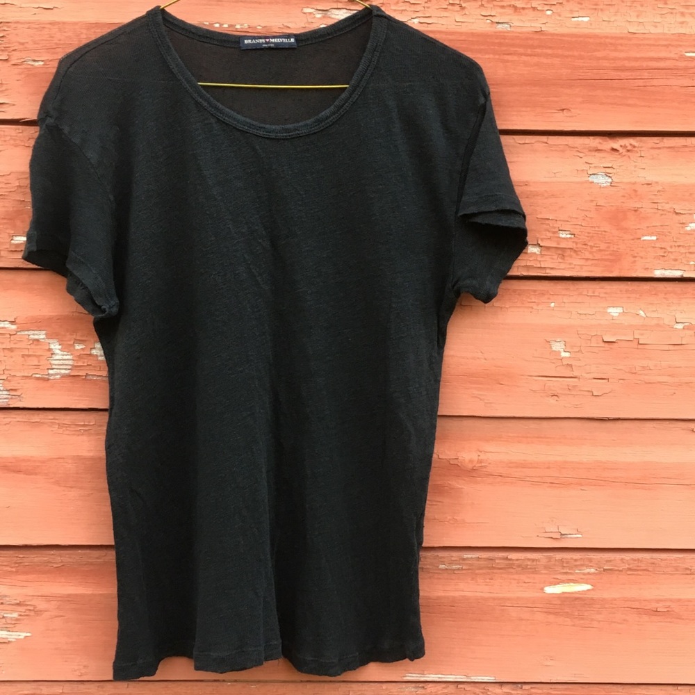 Brandy Melville Linen T-Shirt Black