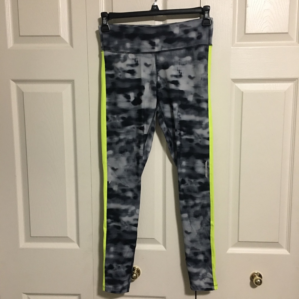 Champion Duo-Dry Black Tie-Dye and Yellow Leggings