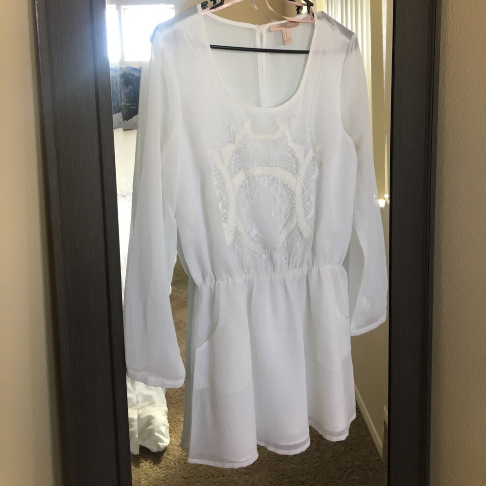 NWOT Forever 21 sheer white embroidered dress