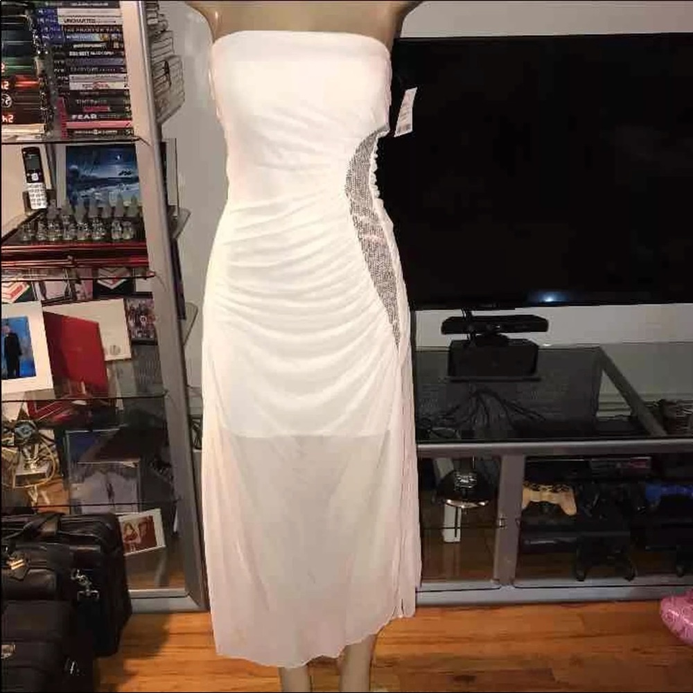 Ivory with silver sequin side dress sz small - Picture 4 of 7