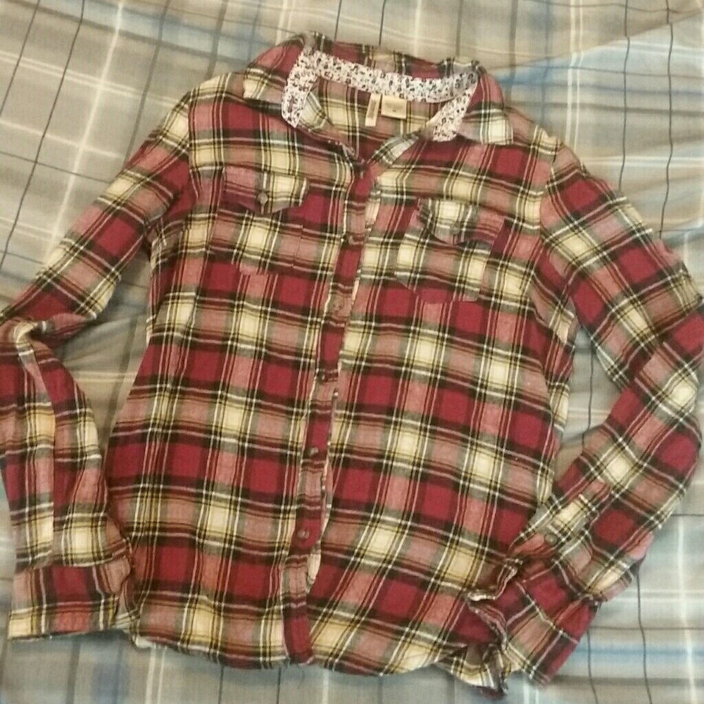 Maroon plaid flannel
