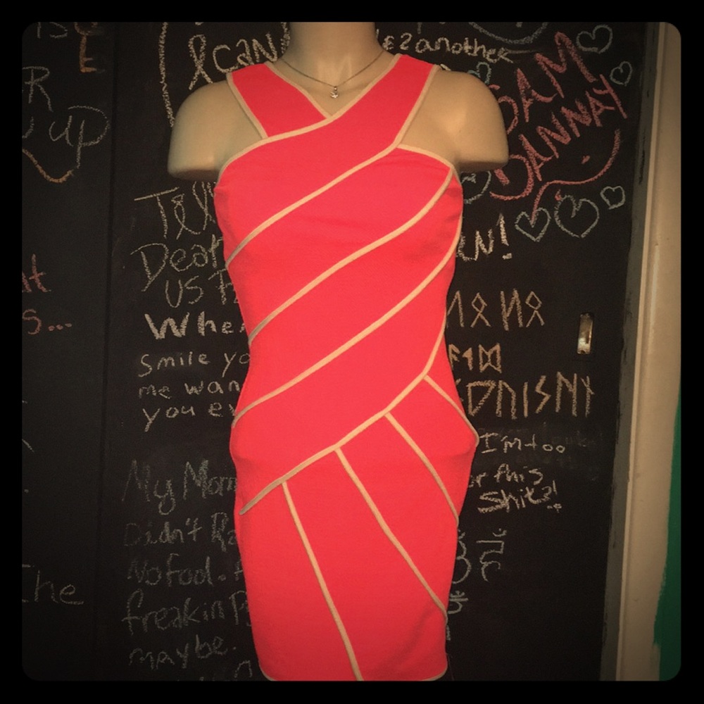 Beautiful hot pink and tan dress