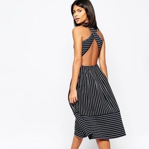ASOS Striped Skater Dress With Cross Back