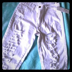 White ripped jeans