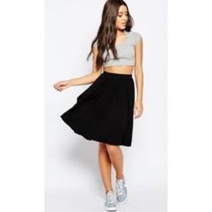 ASOS Midi Skater Skirt in Jersey - Black