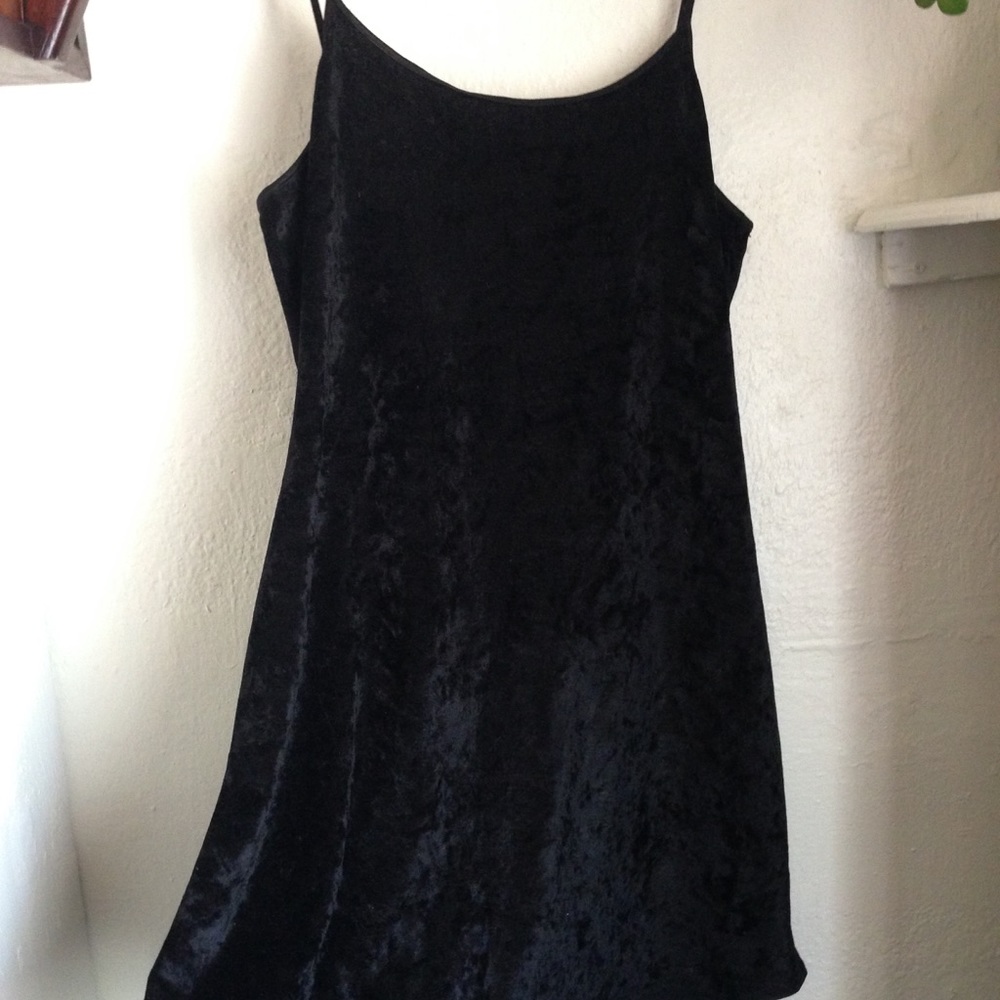 Vintage Black Velvet Slip Dress