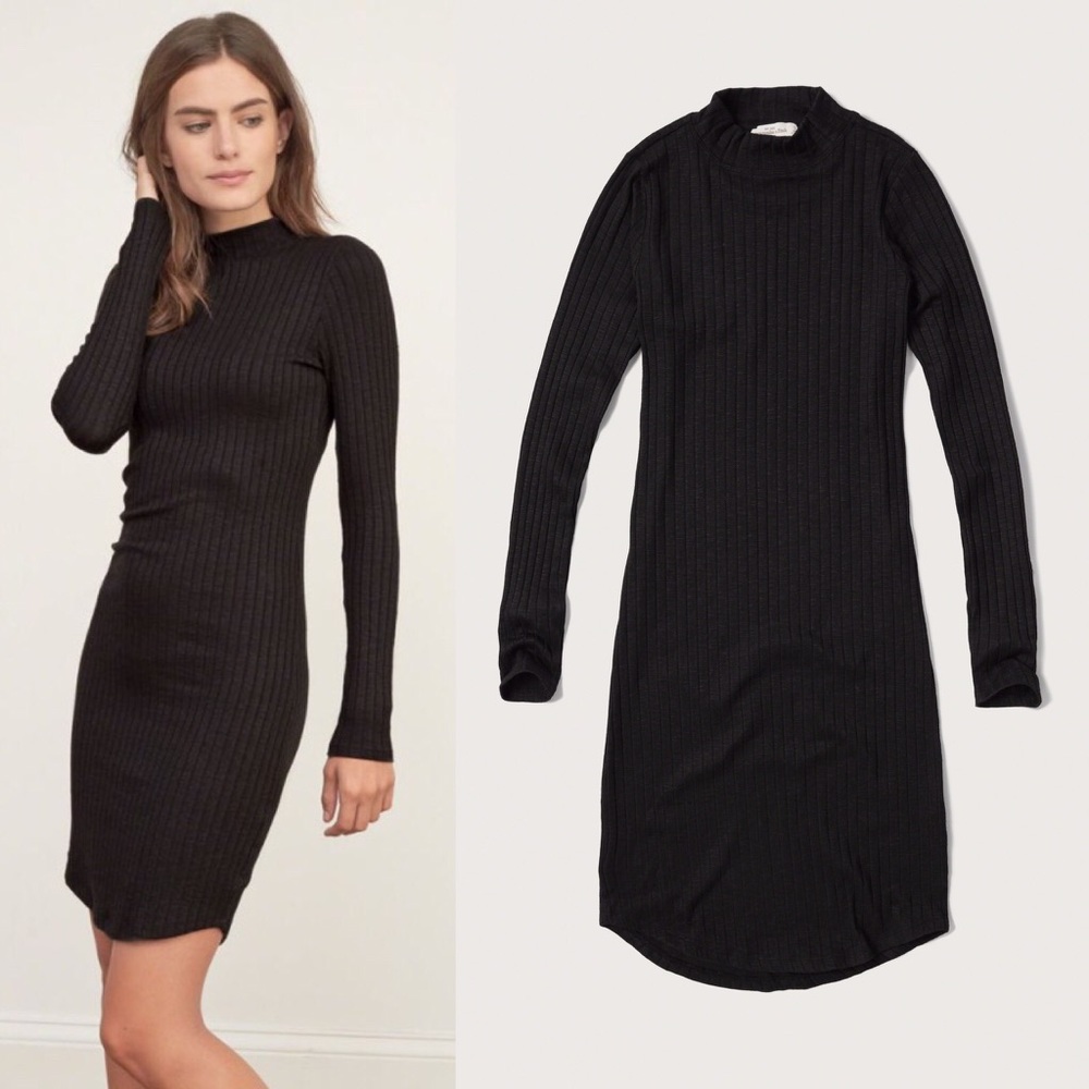 NWT mock neck black midi sweater dress