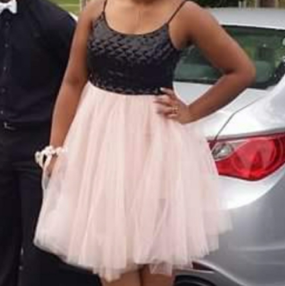Black and pink homecoming dress